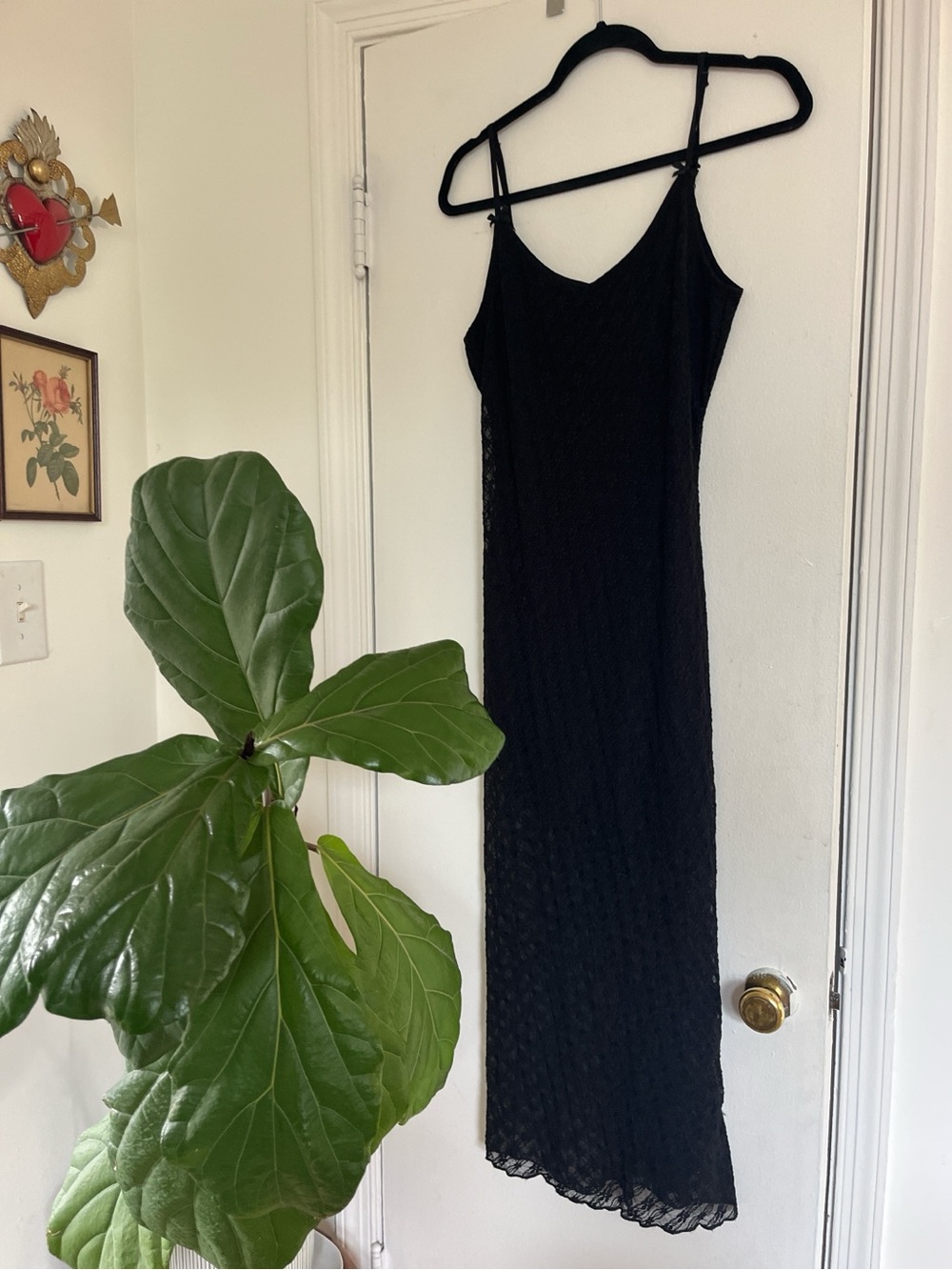 wild fable Black Lace Slip Maxi Dress